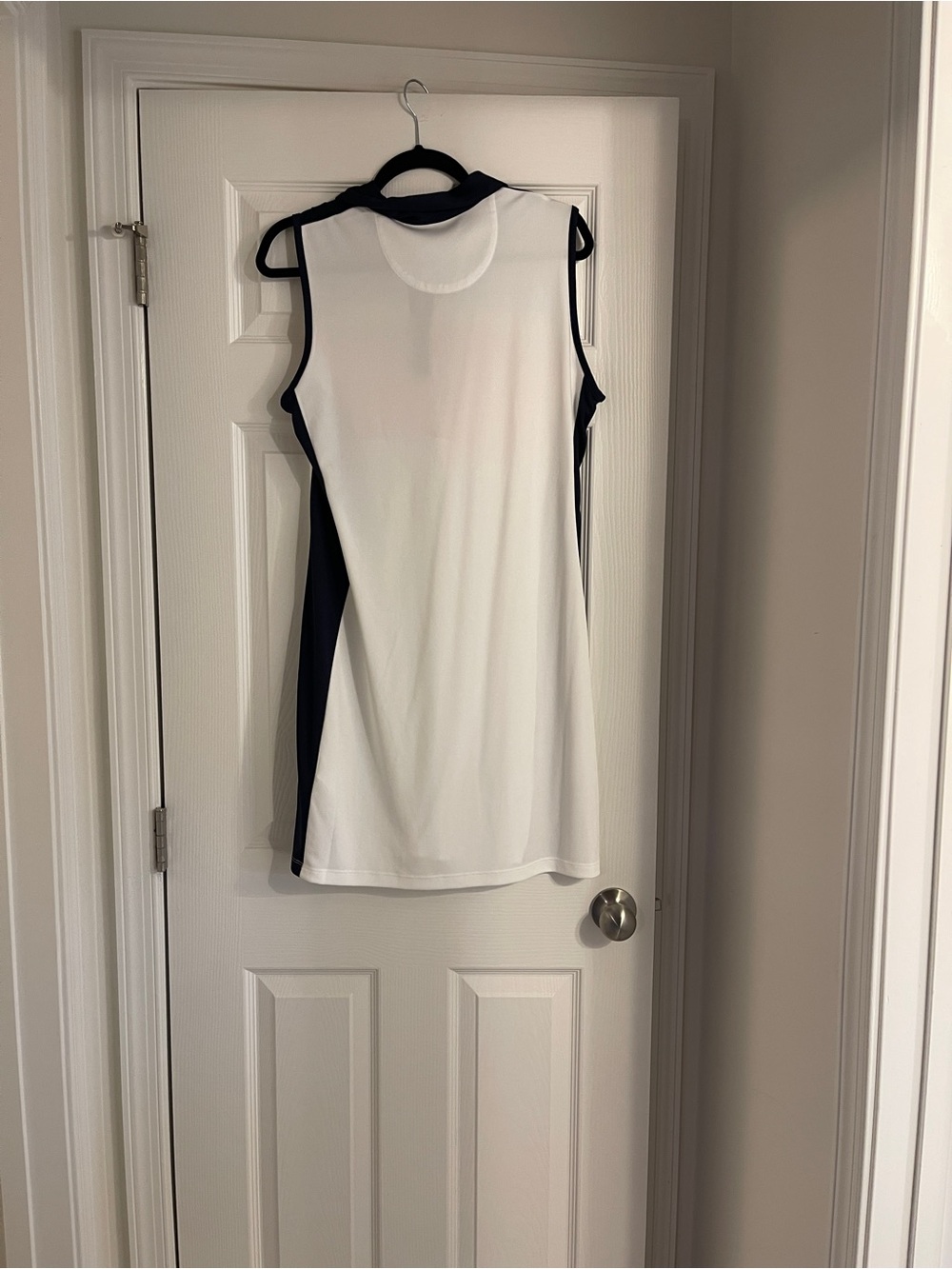 NWT Callaway White Sleeveless Polo Dress with Navy Panels and Multicolor Stripe - Picture 7 of 7